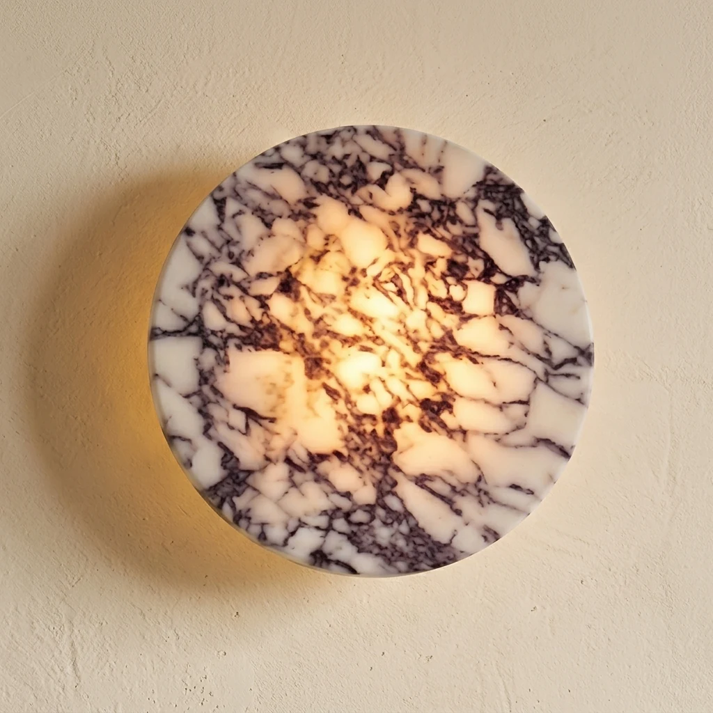 Contemporary Round Marble Flush Mount Fixture detail