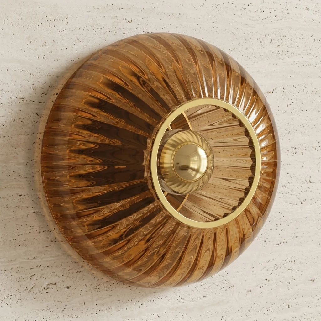 Decorative Corrugated Glass Round Sconce