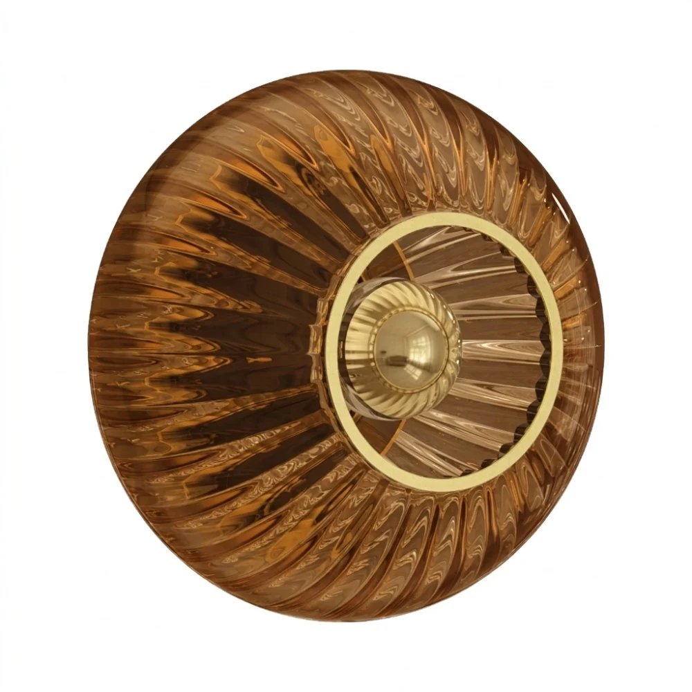 Decorative Corrugated Glass Round Sconce detail