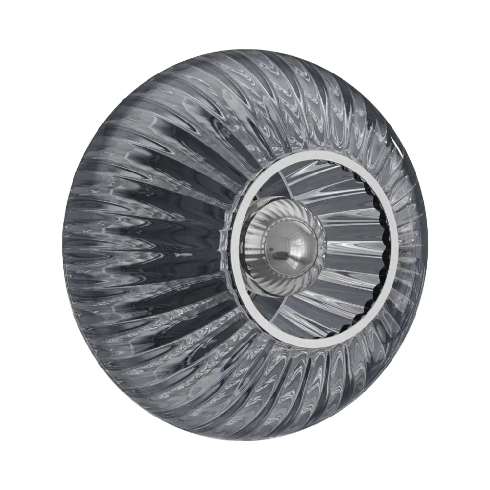 Decorative Corrugated Glass Round Sconce detail