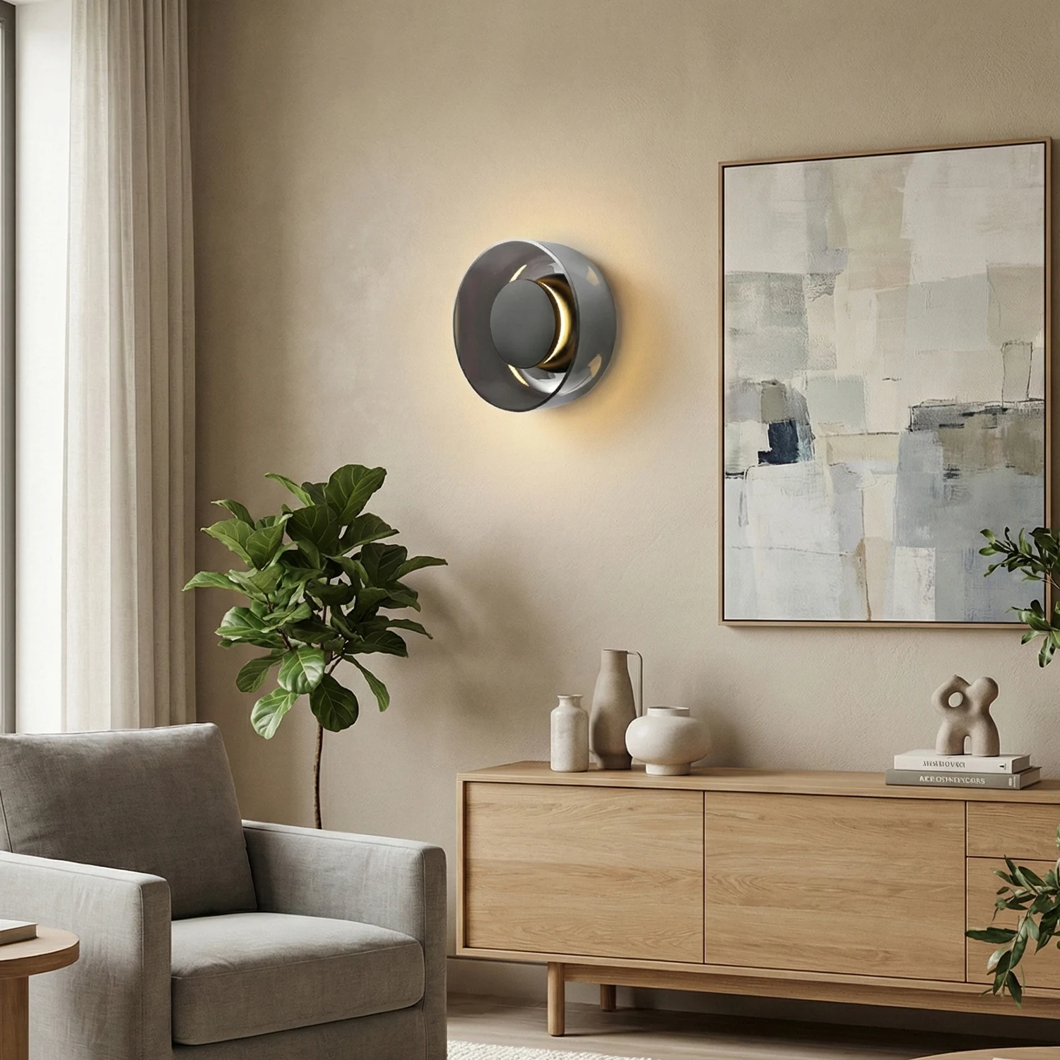 Designer Circular Backlit Wall Fixture detail