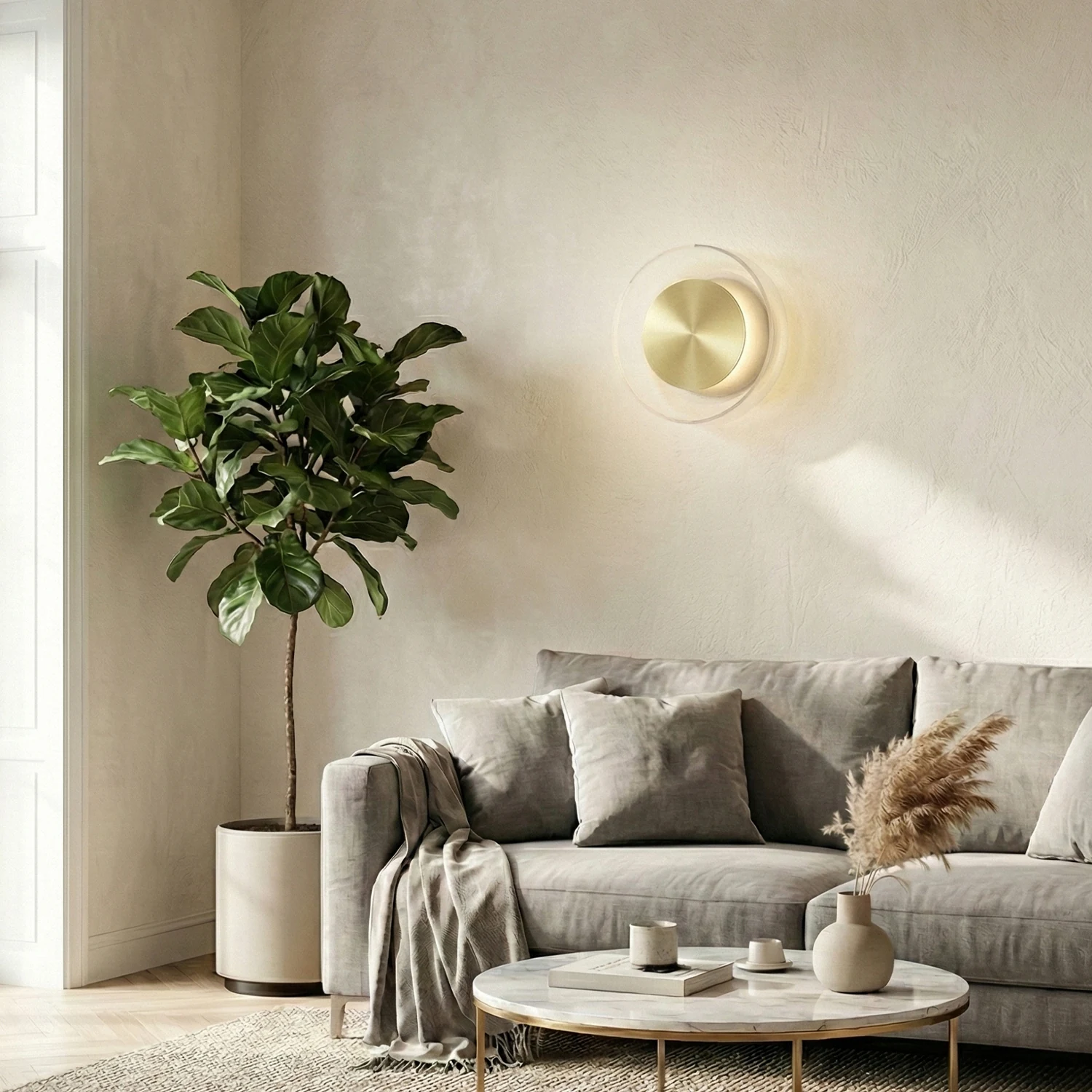 Designer Circular Backlit Wall Fixture detail