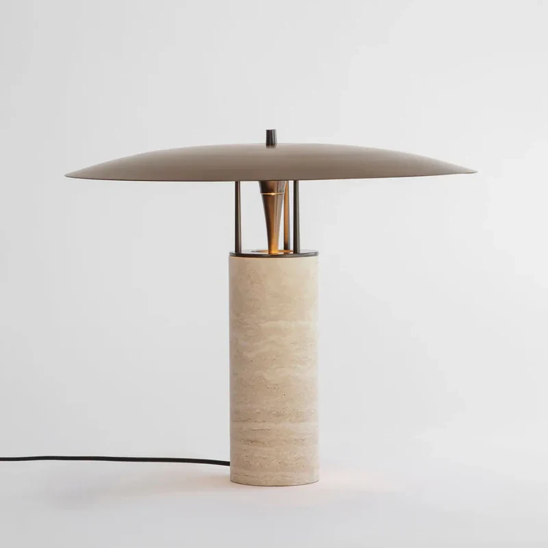 Disc Shade Stone Base Table Lamp detail