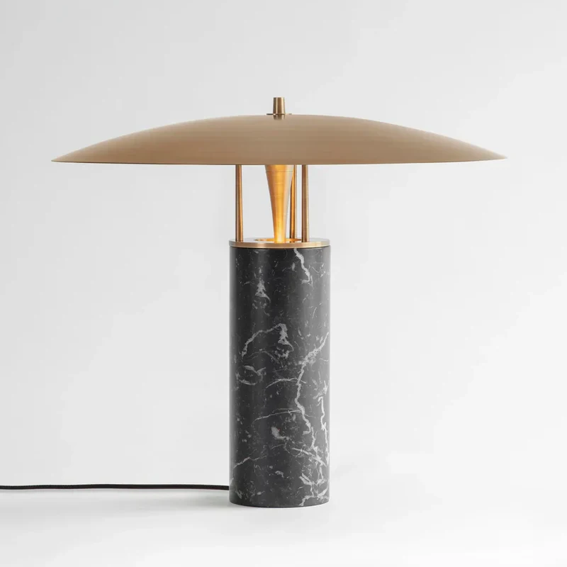 Disc Shade Stone Base Table Lamp detail