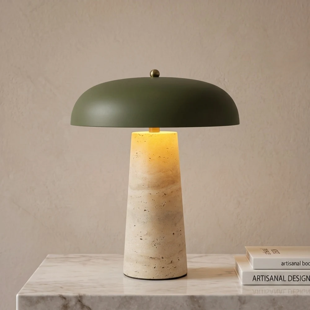 Dome Shade Stone Base Table Lamp detail