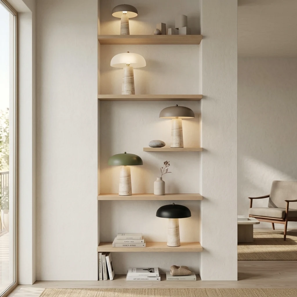 Dome Shade Stone Base Table Lamp detail