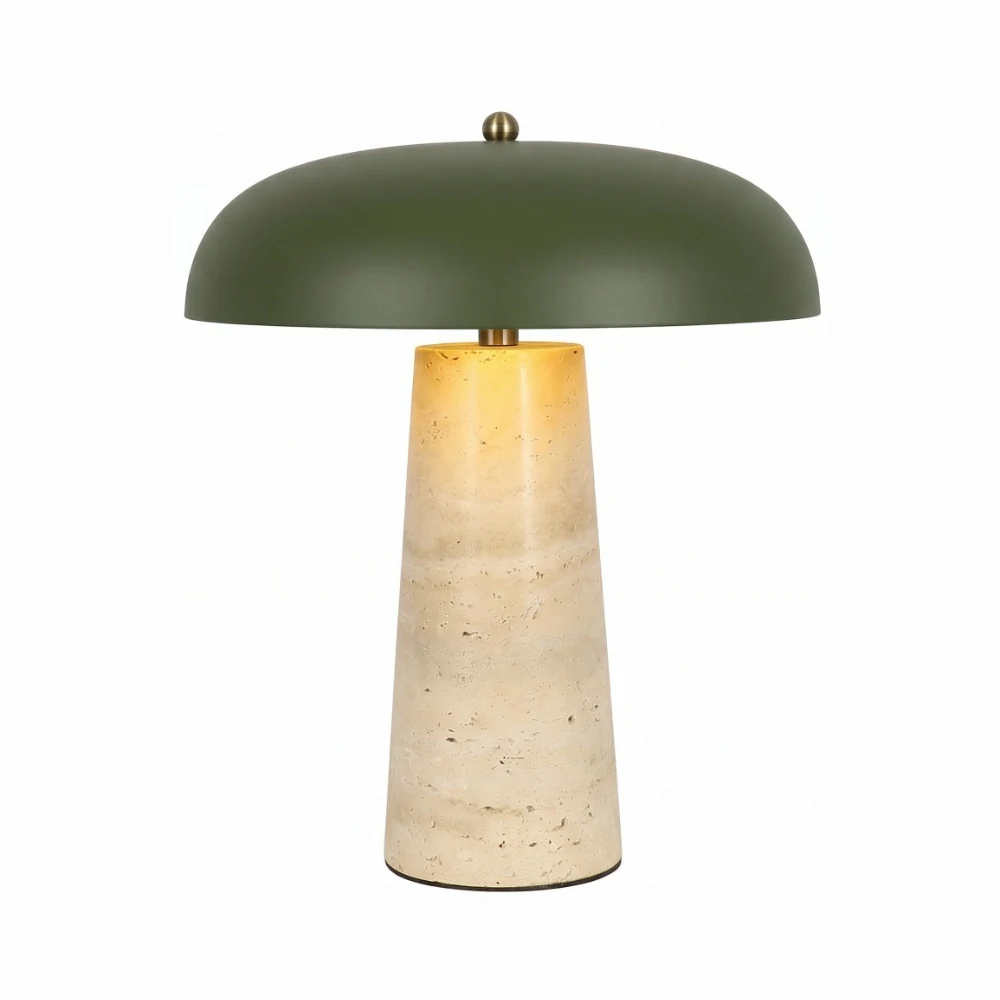 Dome Shade Stone Base Table Lamp detail