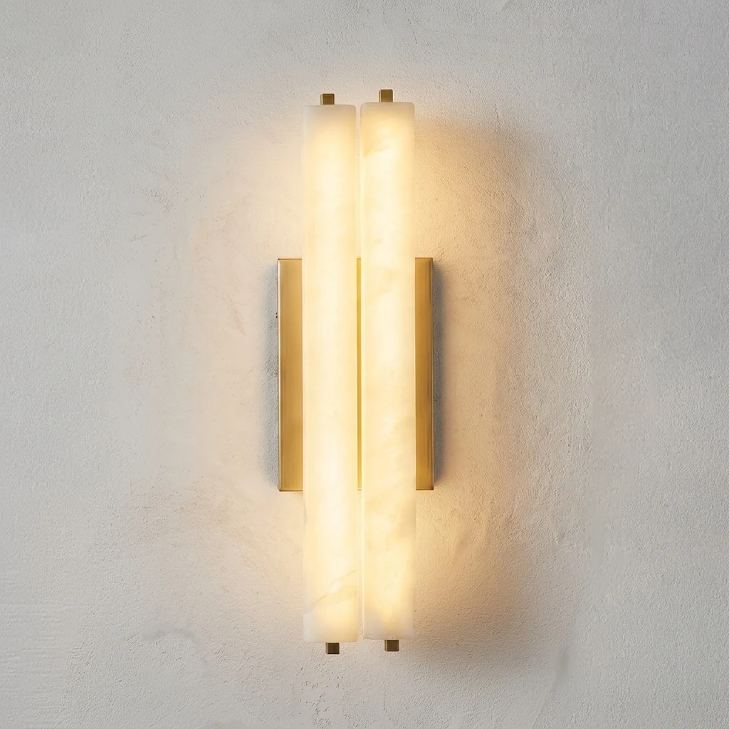 Dual Alabaster Cylinder Wall Sconce