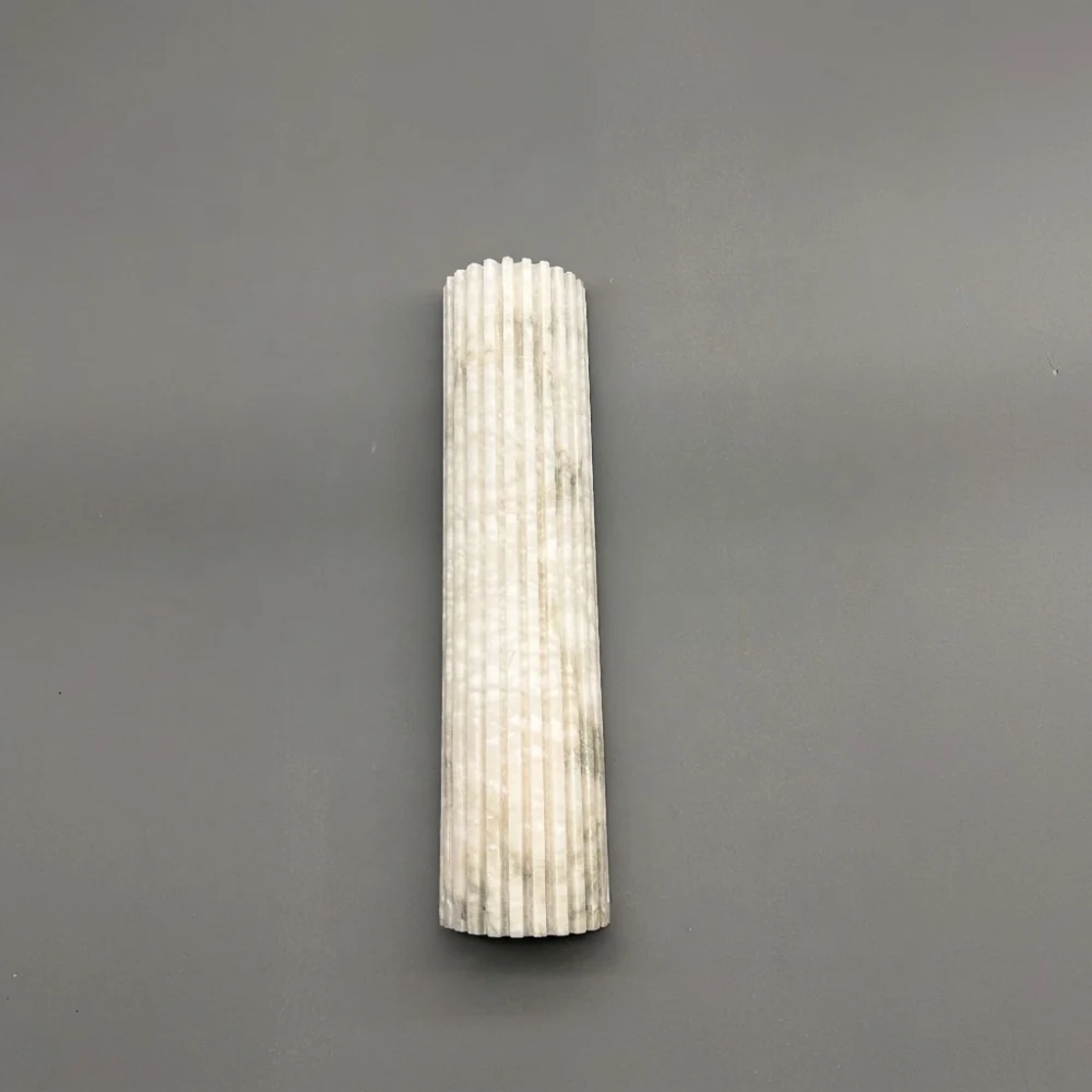 Fluted Alabaster Half-Cylinder Wall Sconce detail
