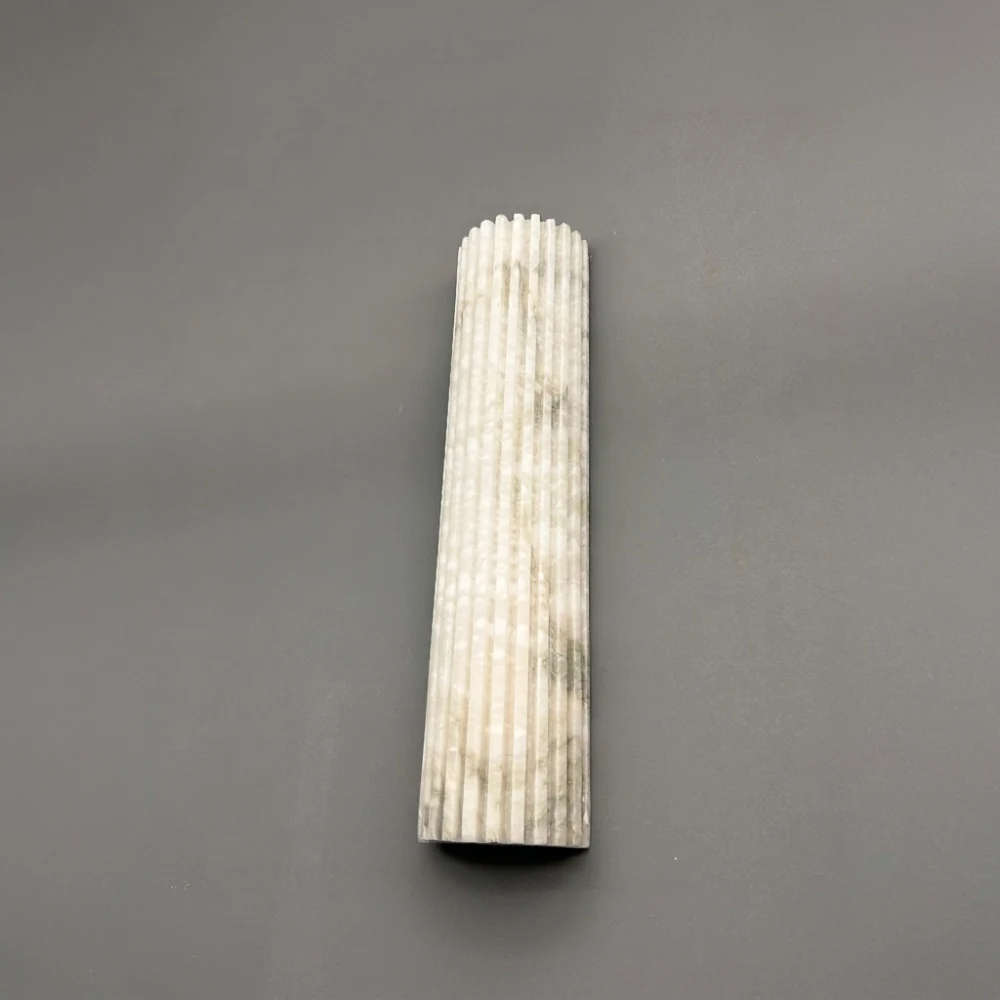 Fluted Alabaster Half-Cylinder Wall Sconce detail