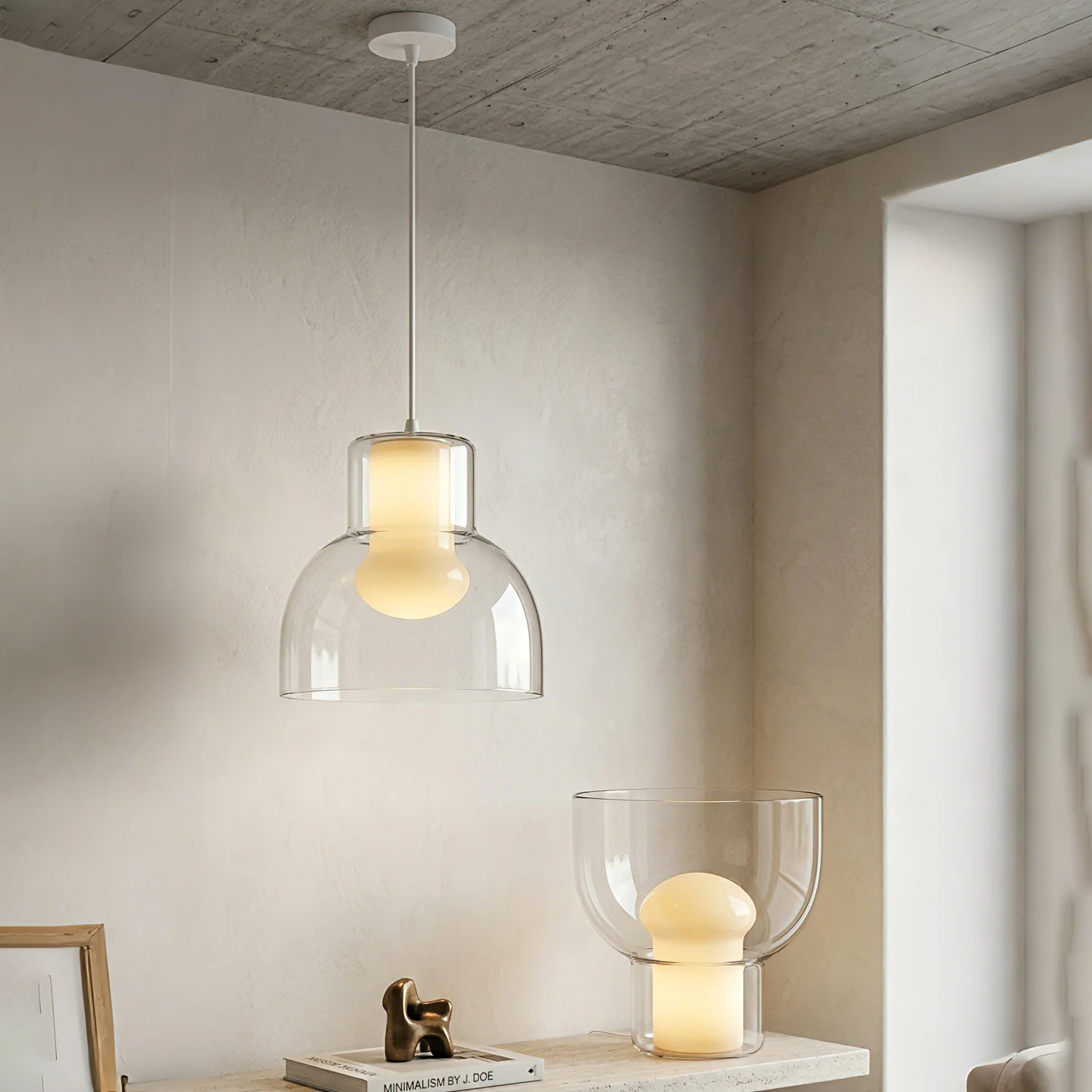 Glass Bell Shade with Center-LED Pendant Light