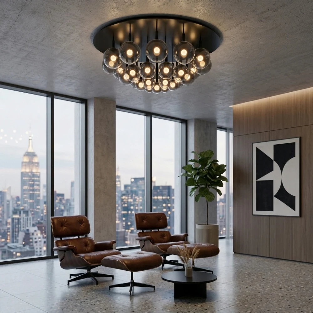 Glass Cluster Flush Mount Ceiling Light detail