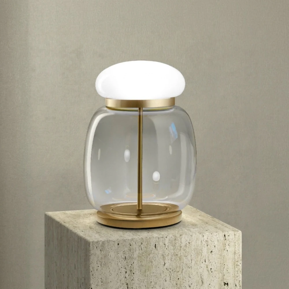 Glass Jar Mushroom Accent Table Lamp