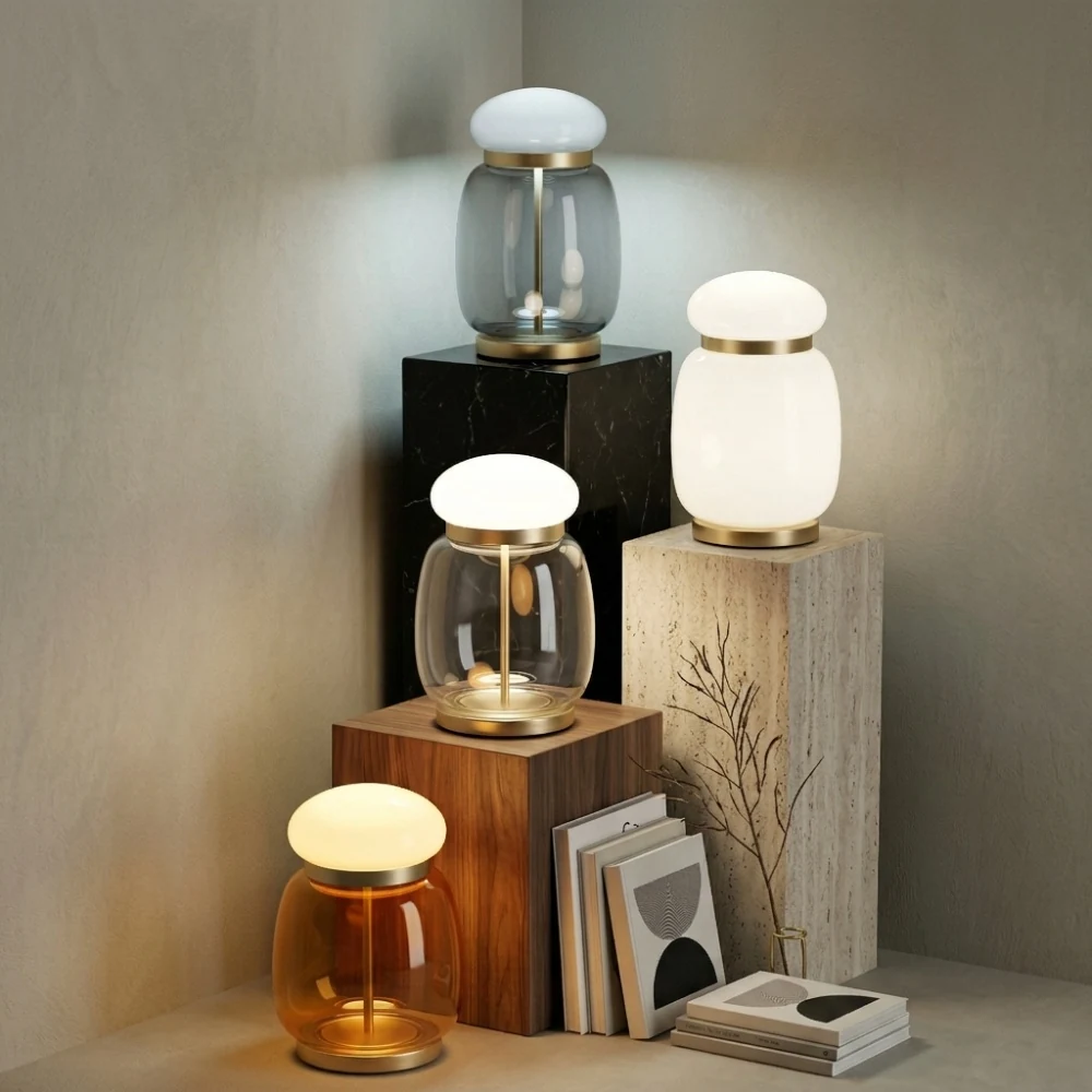 Glass Jar Mushroom Accent Table Lamp detail