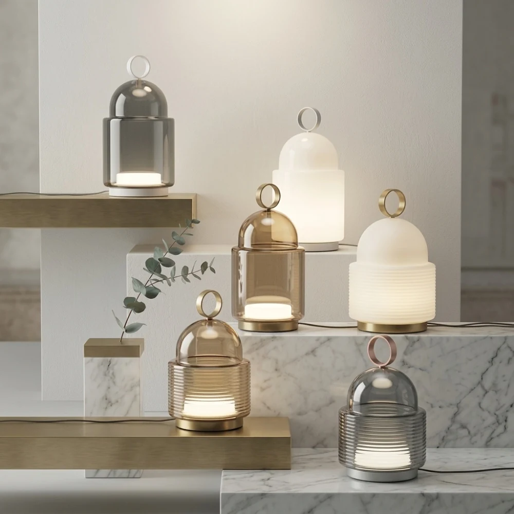 Glass Lantern Accent Table Lamp detail