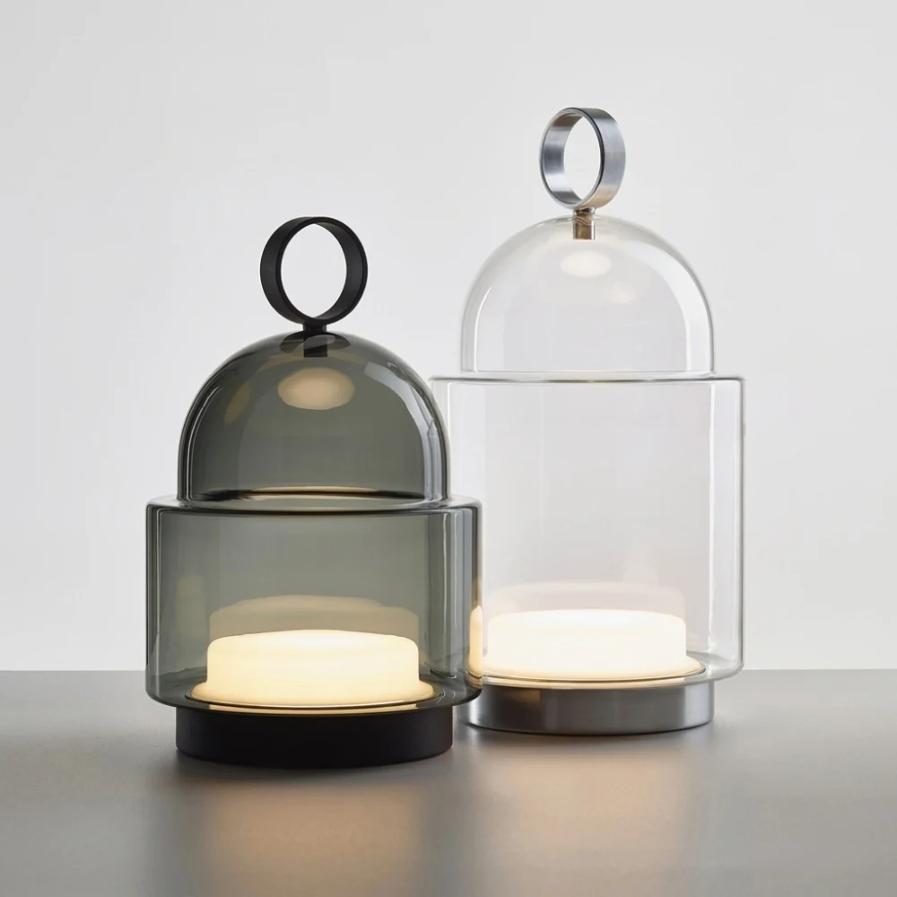 Glass Lantern Accent Table Lamp detail