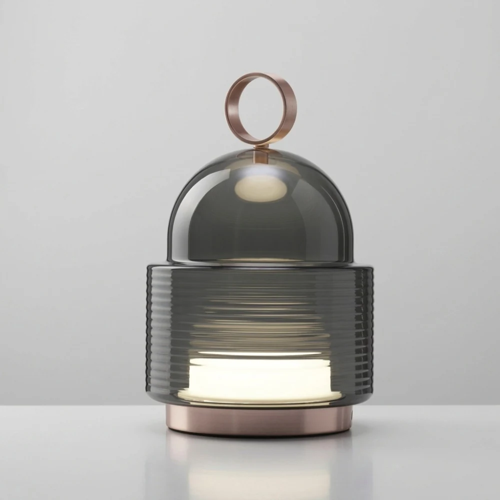 Glass Lantern Accent Table Lamp detail