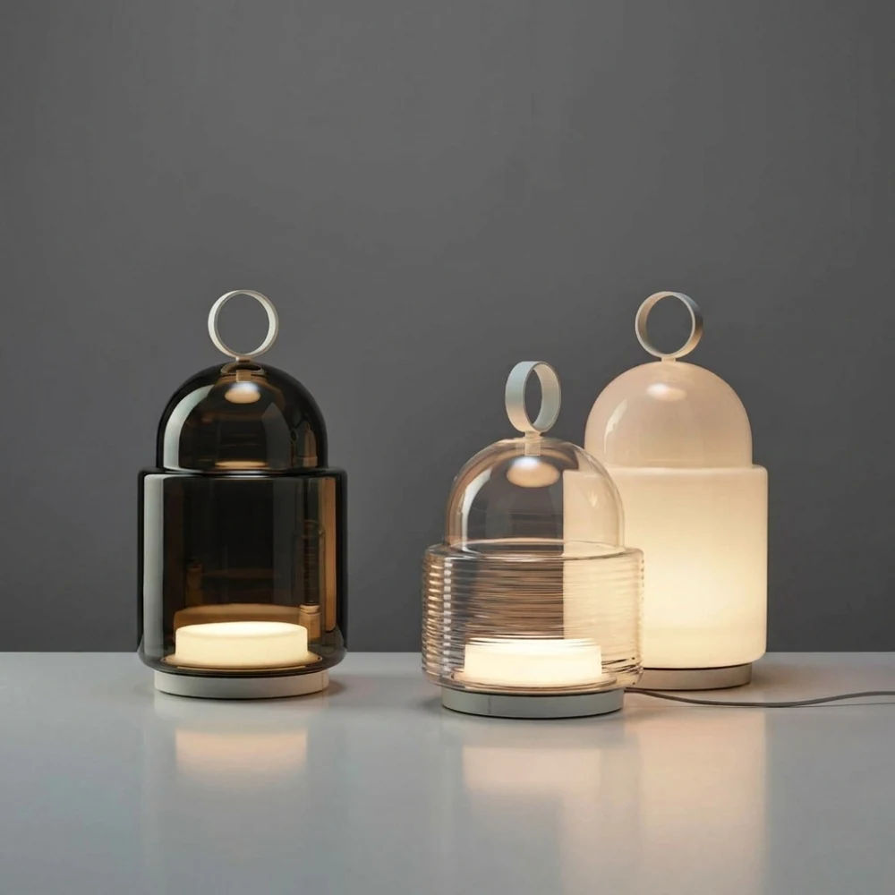 Glass Lantern Accent Table Lamp detail