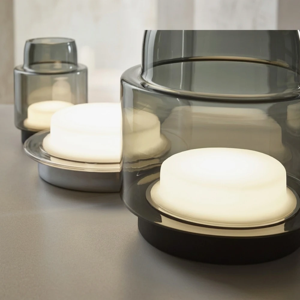 Glass Lantern Accent Table Lamp detail