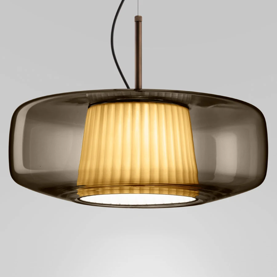 Glass Shade with Pleated Core Pendant Light detail