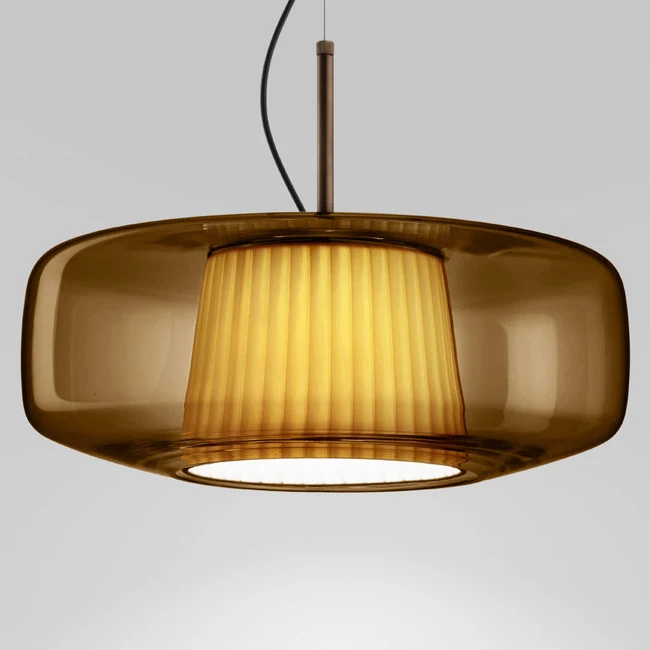 Glass Shade with Pleated Core Pendant Light detail