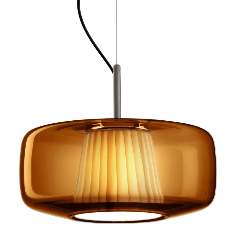 Glass Shade with Pleated Core Pendant Light detail
