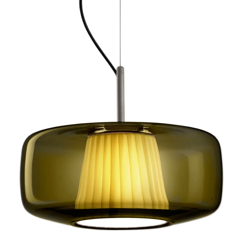 Glass Shade with Pleated Core Pendant Light detail