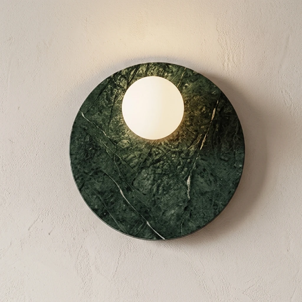 Green Marble Disc & Globe Wall Sconce