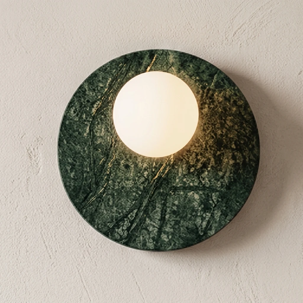 Green Marble Disc & Globe Wall Sconce detail