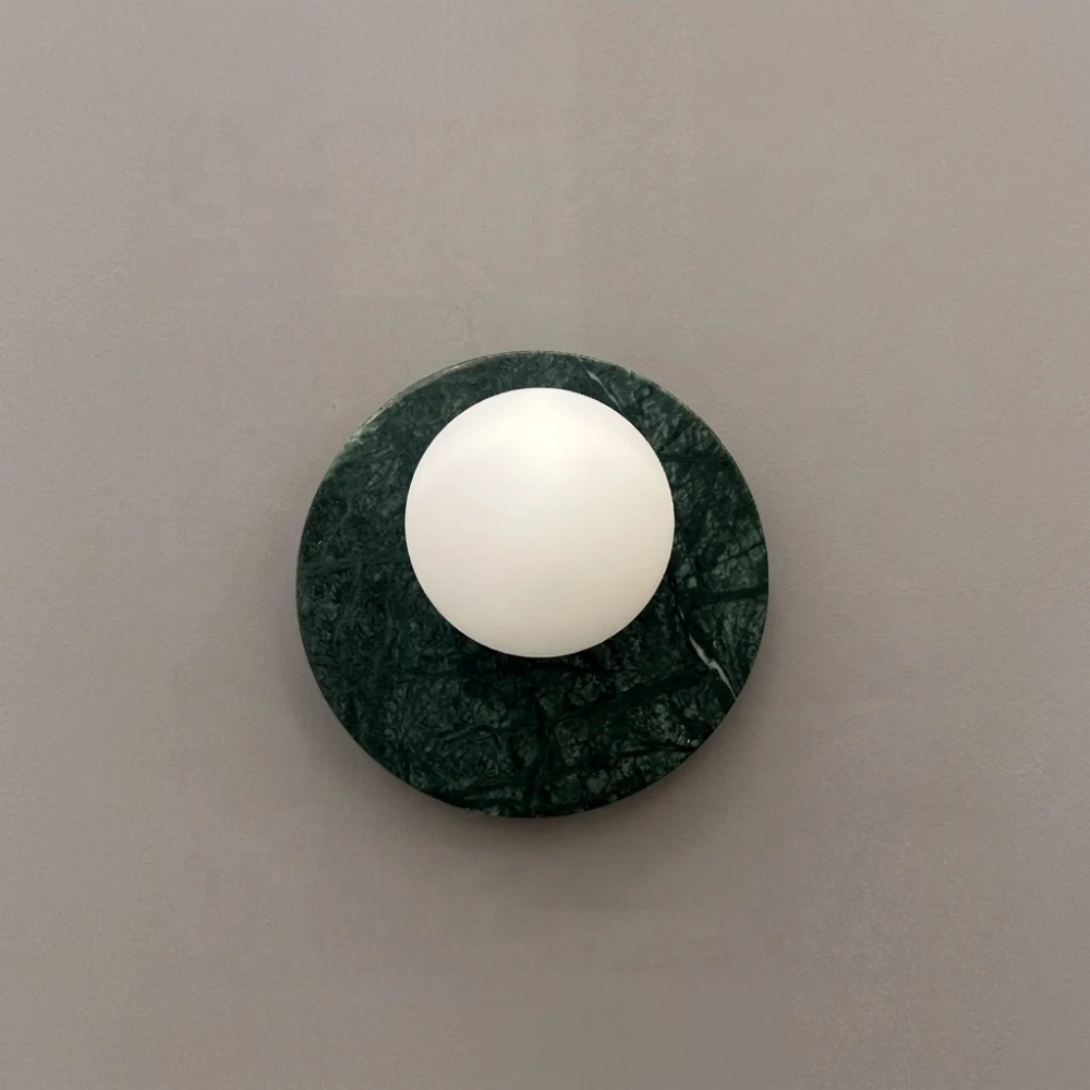 Green Marble Disc & Globe Wall Sconce detail