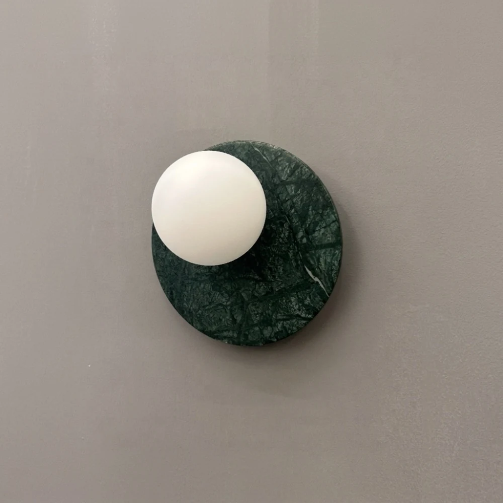 Green Marble Disc & Globe Wall Sconce detail