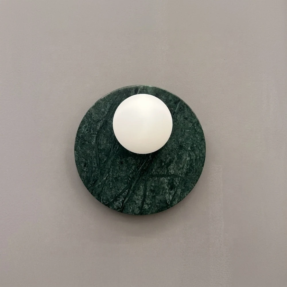 Green Marble Disc & Globe Wall Sconce detail