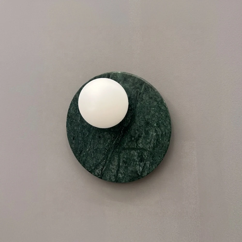 Green Marble Disc & Globe Wall Sconce detail