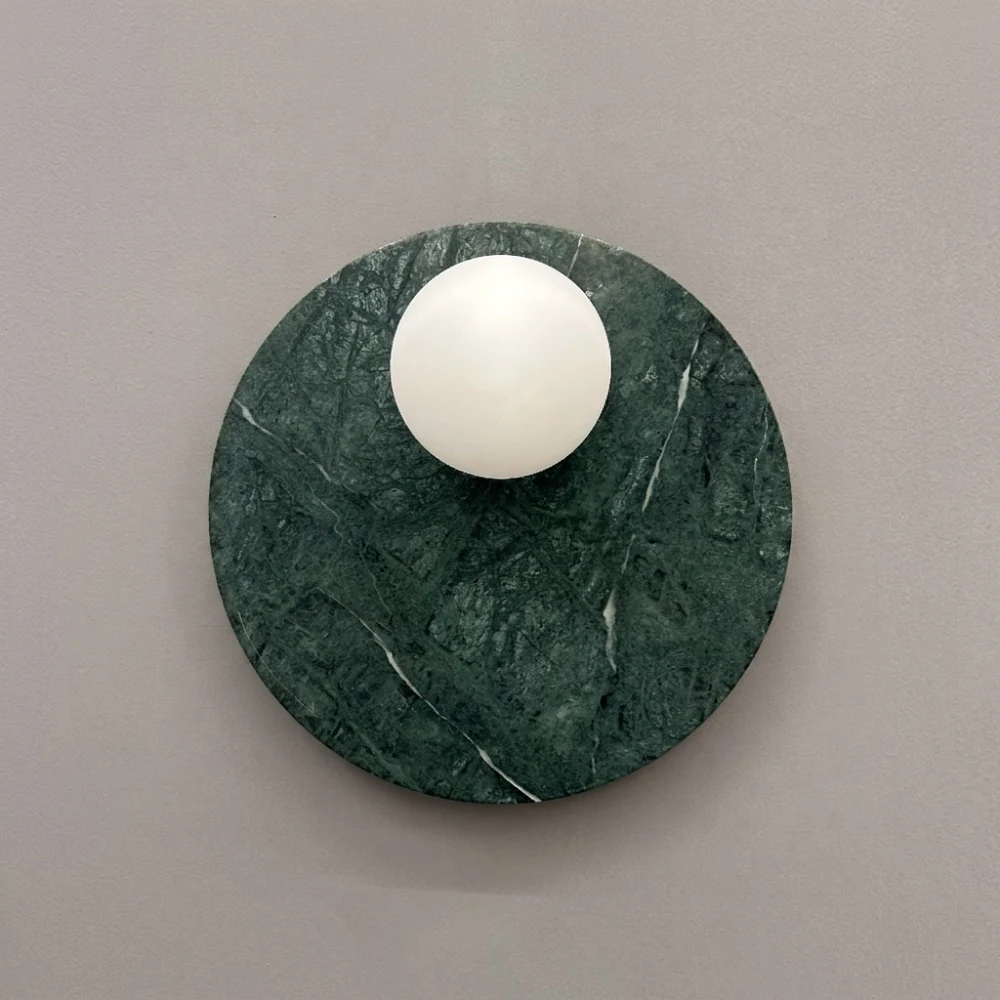 Green Marble Disc & Globe Wall Sconce detail