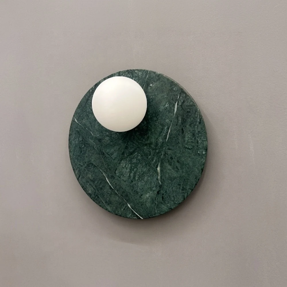 Green Marble Disc & Globe Wall Sconce detail