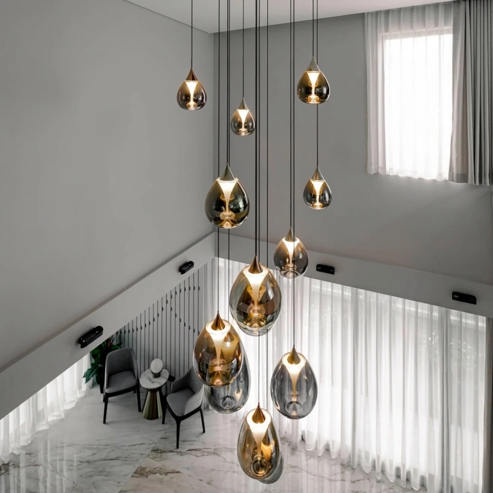 Illuminated Teardrop Glass Pendant Light detail