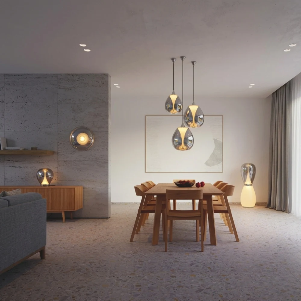 Illuminated Teardrop Glass Pendant Light detail