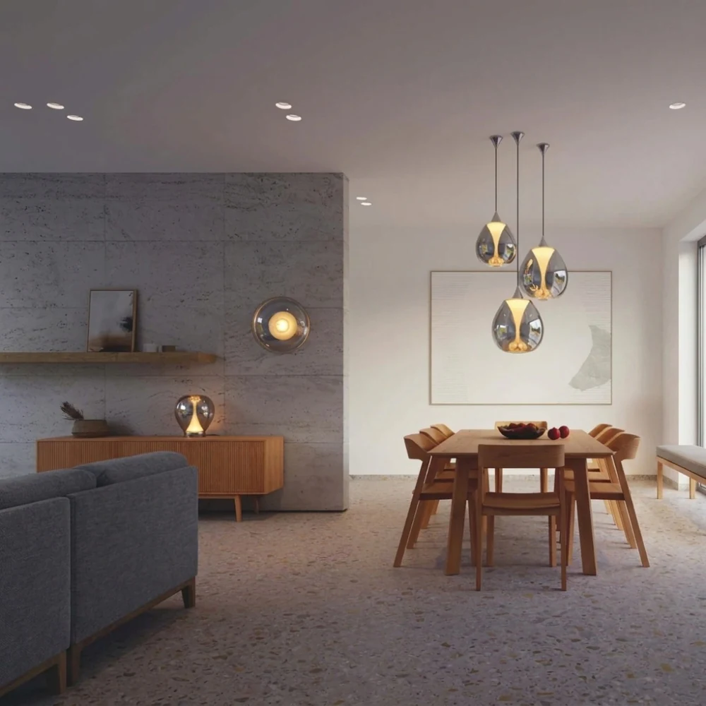 Illuminated Teardrop Glass Pendant Light detail