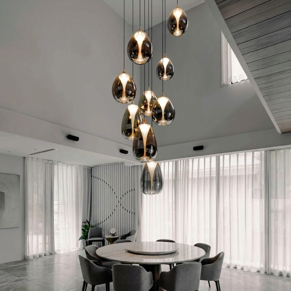 Illuminated Teardrop Glass Pendant Light detail