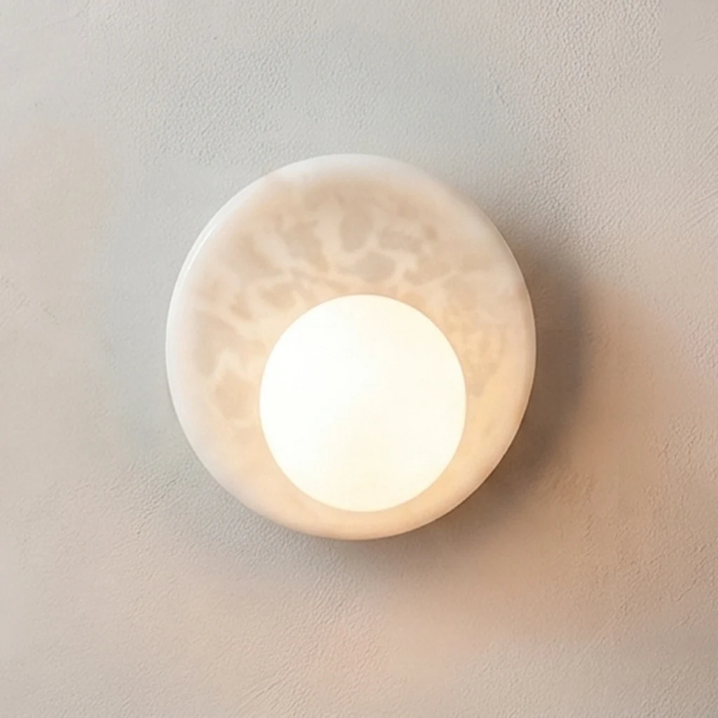 Japandi Natural Stone & Glass Wall Light