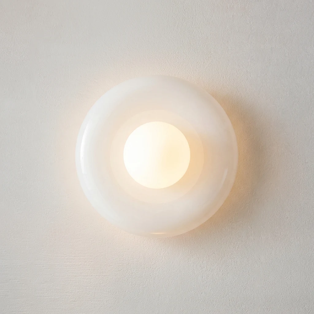 Japandi Natural Stone & Glass Wall Light detail