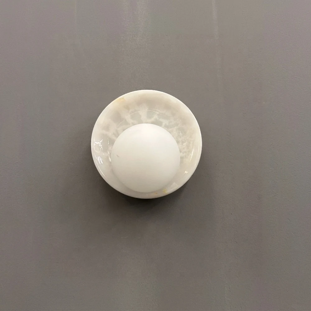 Japandi Natural Stone & Glass Wall Light detail