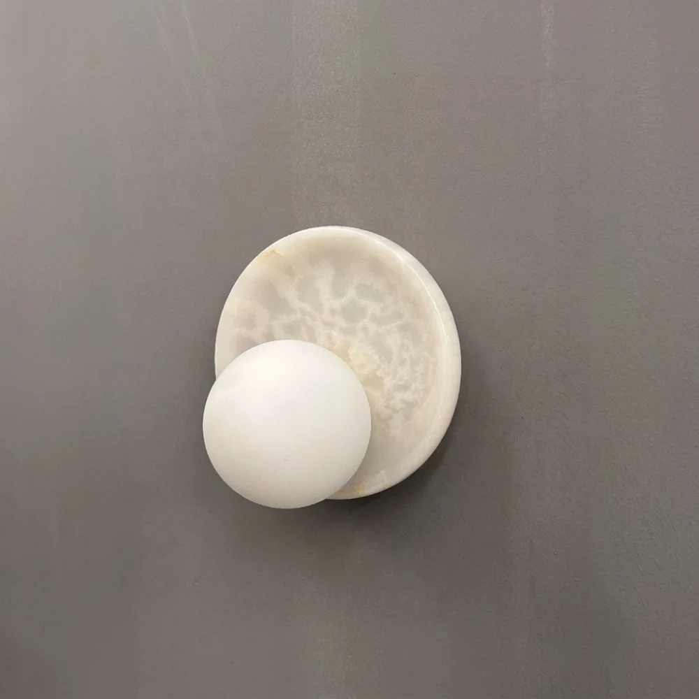 Japandi Natural Stone & Glass Wall Light detail
