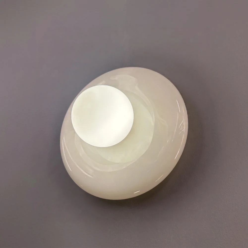 Japandi Natural Stone & Glass Wall Light detail
