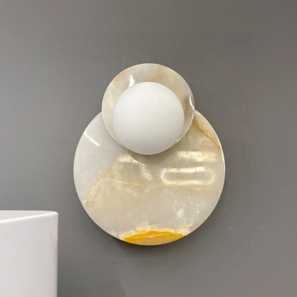 Layered Alabaster Disc & Globe Wall Sconce detail