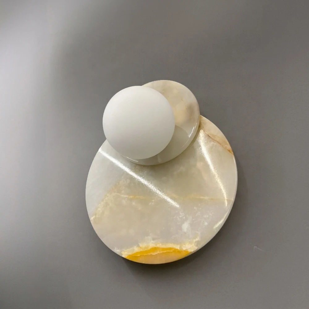 Layered Alabaster Disc & Globe Wall Sconce detail