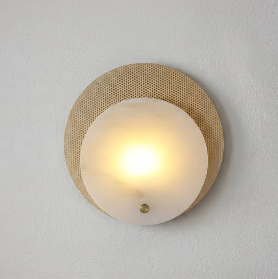 Layered Mesh Backplate & Alabaster Wall Sconce