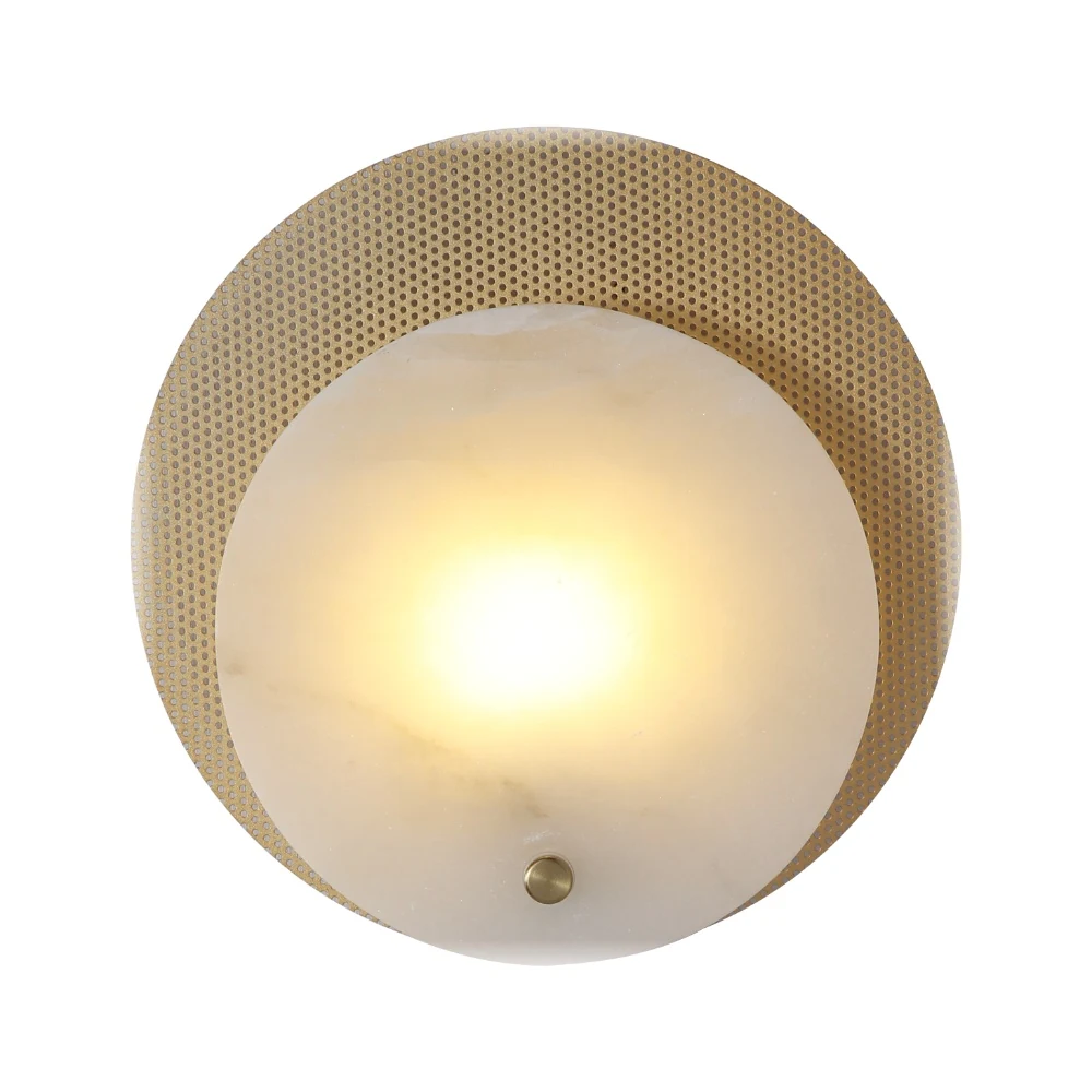 Layered Mesh Backplate & Alabaster Wall Sconce detail
