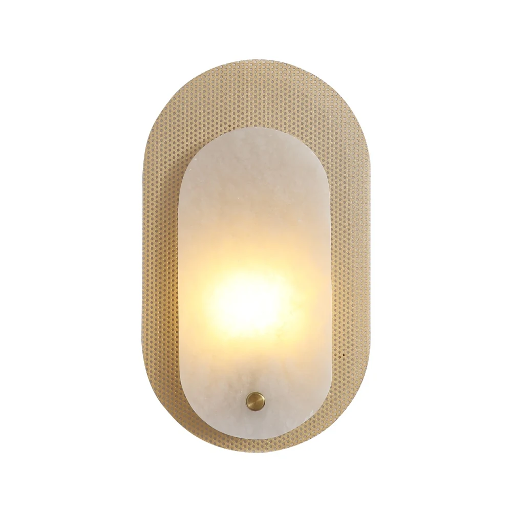 Layered Mesh Backplate & Alabaster Wall Sconce detail