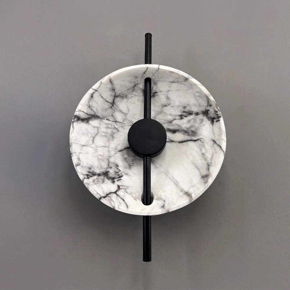 Linear Metal & Marble Halo Sconce detail